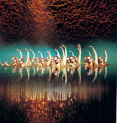 Synchronized swimmers perform in Cirque du Soleil’s “O.”